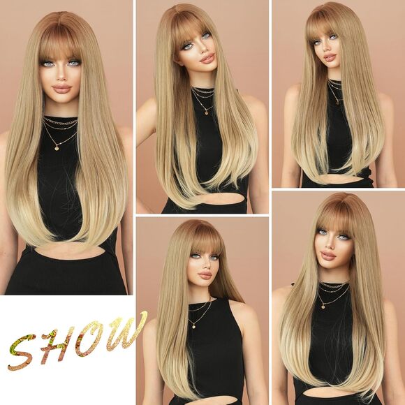 28in Light Brown Wig Natural Heat-Resistant Fiber Synthetic Wigs - Picture 3 of 3